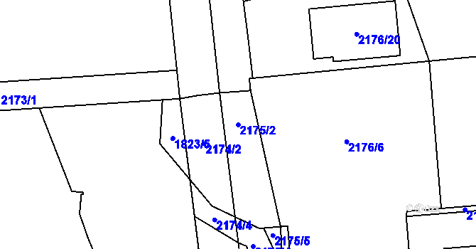 Parcela st. 2175/2 v KÚ Bludov, Katastrální mapa
