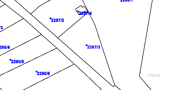 Parcela st. 2287/3 v KÚ Bludov, Katastrální mapa