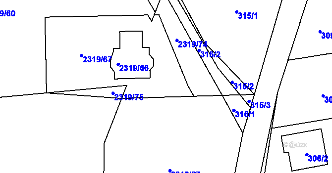 Parcela st. 2319/29 v KÚ Bludov, Katastrální mapa
