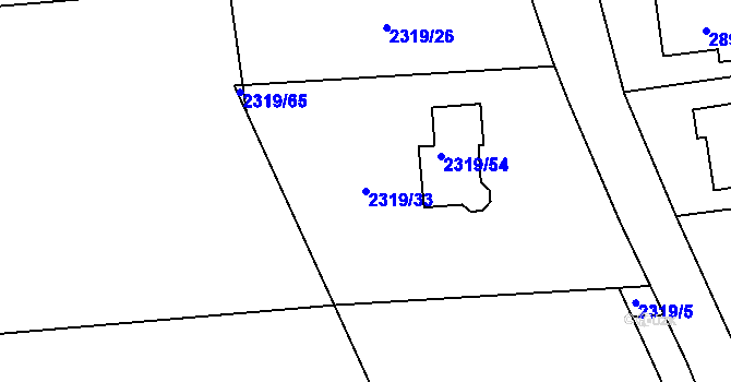 Parcela st. 2319/33 v KÚ Bludov, Katastrální mapa