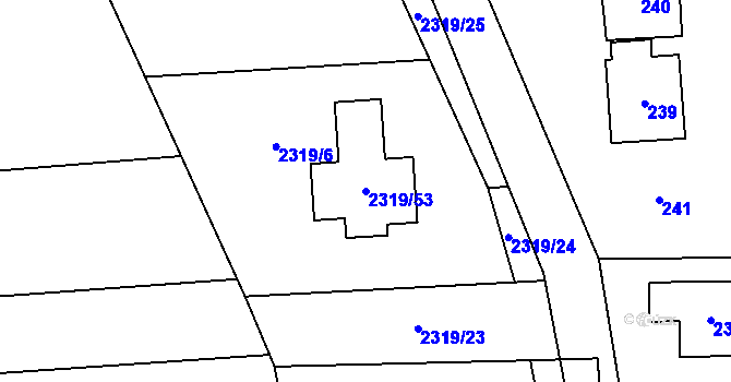 Parcela st. 2319/53 v KÚ Bludov, Katastrální mapa