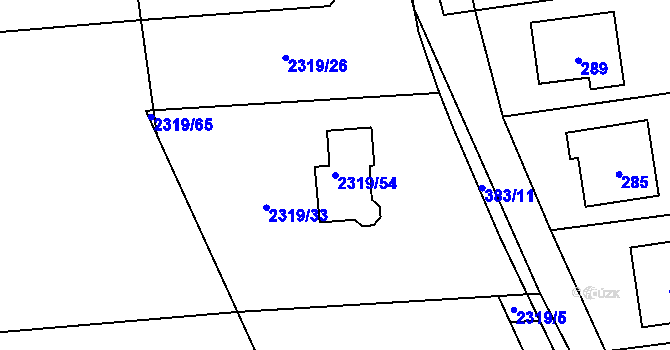 Parcela st. 2319/54 v KÚ Bludov, Katastrální mapa