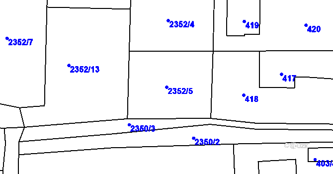 Parcela st. 2352/5 v KÚ Bludov, Katastrální mapa