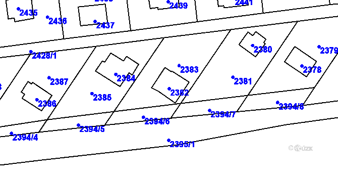 Parcela st. 2382 v KÚ Bludov, Katastrální mapa