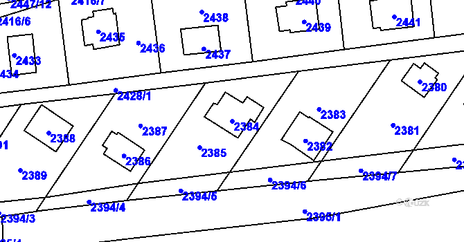 Parcela st. 2384 v KÚ Bludov, Katastrální mapa