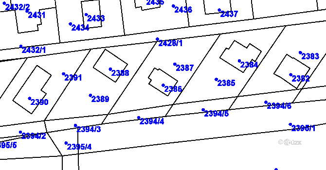 Parcela st. 2386 v KÚ Bludov, Katastrální mapa