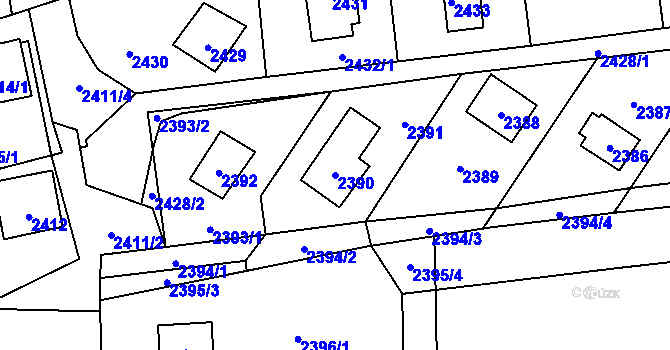 Parcela st. 2390 v KÚ Bludov, Katastrální mapa