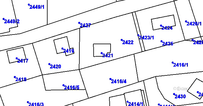 Parcela st. 2421 v KÚ Bludov, Katastrální mapa