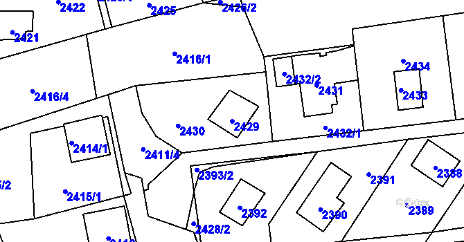 Parcela st. 2429 v KÚ Bludov, Katastrální mapa