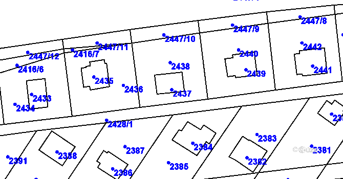 Parcela st. 2437 v KÚ Bludov, Katastrální mapa