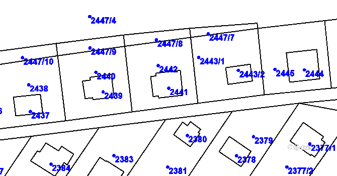 Parcela st. 2441 v KÚ Bludov, Katastrální mapa