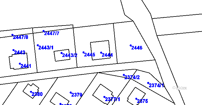 Parcela st. 2444 v KÚ Bludov, Katastrální mapa