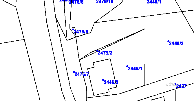 Parcela st. 2479/2 v KÚ Bludov, Katastrální mapa