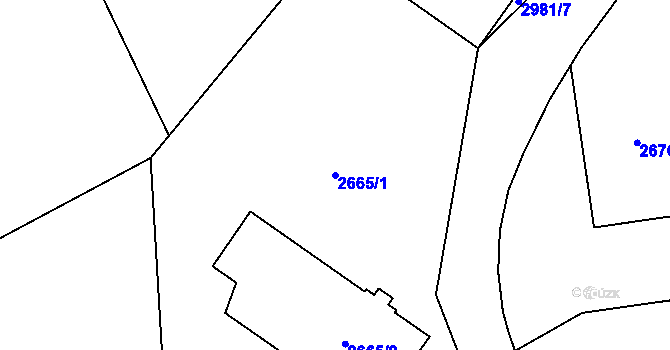 Parcela st. 2665/1 v KÚ Bludov, Katastrální mapa
