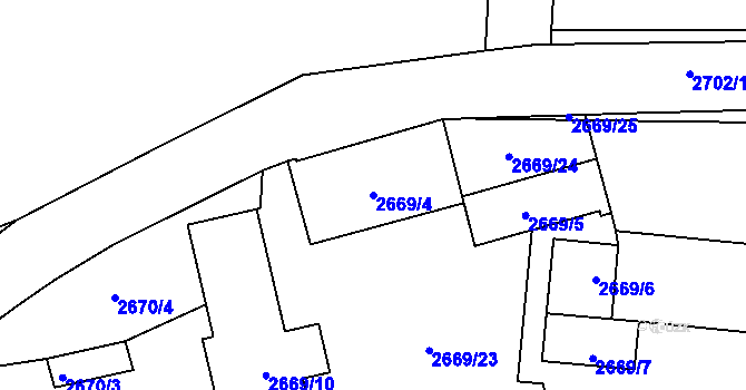 Parcela st. 2669/4 v KÚ Bludov, Katastrální mapa