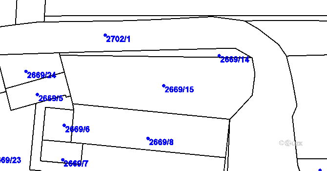 Parcela st. 2669/15 v KÚ Bludov, Katastrální mapa