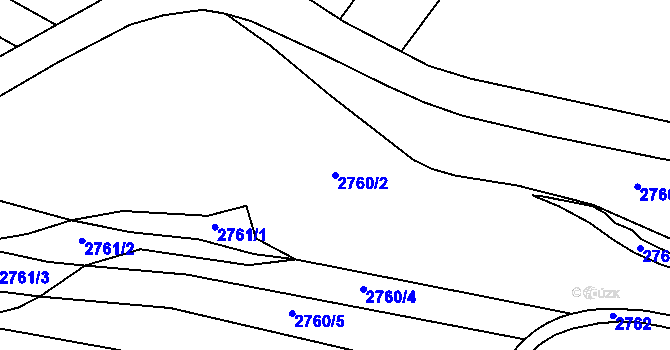 Parcela st. 2760/2 v KÚ Bludov, Katastrální mapa