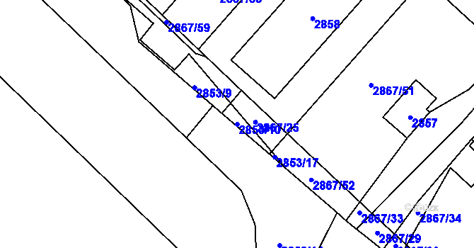Parcela st. 2853/10 v KÚ Bludov, Katastrální mapa