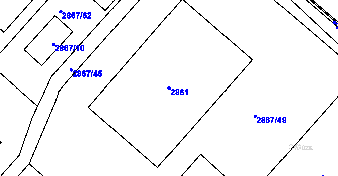 Parcela st. 2861 v KÚ Bludov, Katastrální mapa