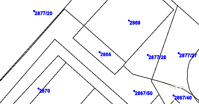 Parcela st. 2866 v KÚ Bludov, Katastrální mapa