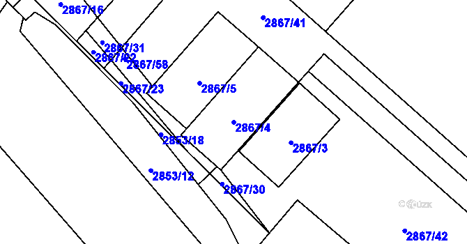 Parcela st. 2867/4 v KÚ Bludov, Katastrální mapa