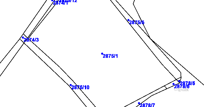 Parcela st. 2875/1 v KÚ Bludov, Katastrální mapa