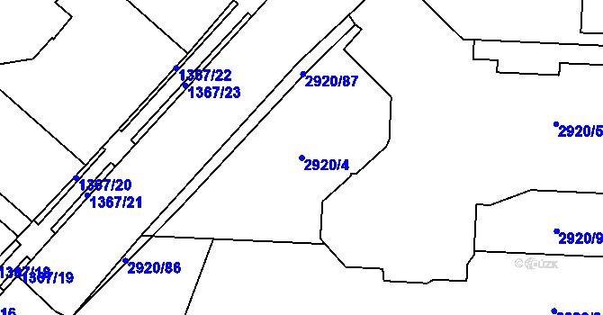 Parcela st. 2920/4 v KÚ Bludov, Katastrální mapa