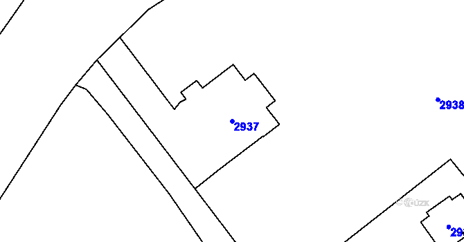 Parcela st. 2937 v KÚ Bludov, Katastrální mapa