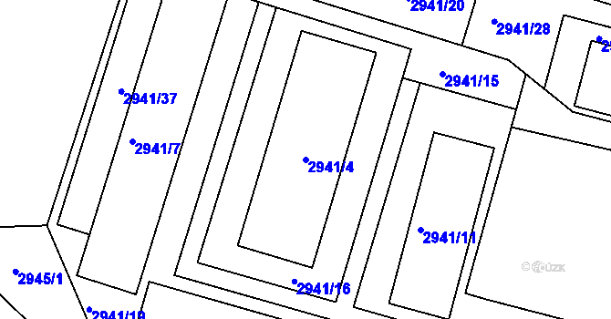 Parcela st. 2941/4 v KÚ Bludov, Katastrální mapa
