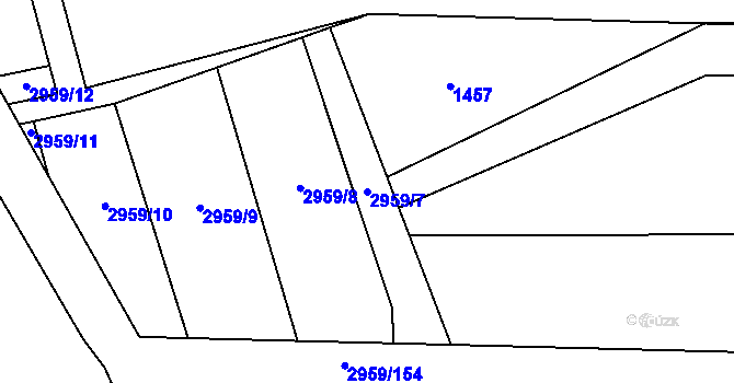 Parcela st. 2959/7 v KÚ Bludov, Katastrální mapa