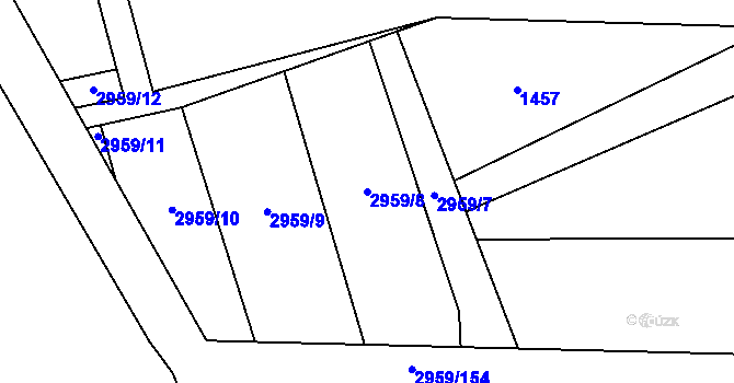 Parcela st. 2959/8 v KÚ Bludov, Katastrální mapa