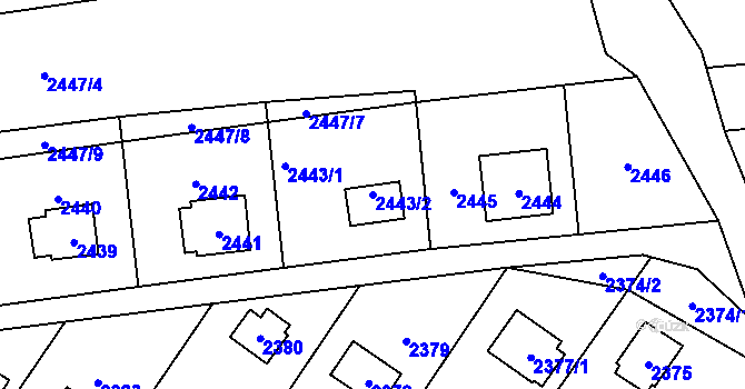 Parcela st. 2443/2 v KÚ Bludov, Katastrální mapa