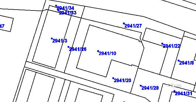 Parcela st. 2941/10 v KÚ Bludov, Katastrální mapa