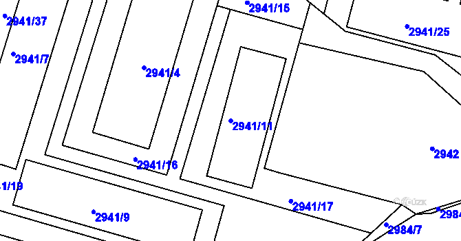 Parcela st. 2941/11 v KÚ Bludov, Katastrální mapa