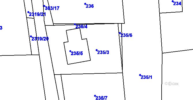 Parcela st. 235/3 v KÚ Bludov, Katastrální mapa