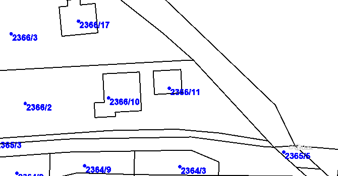 Parcela st. 2366/11 v KÚ Bludov, Katastrální mapa