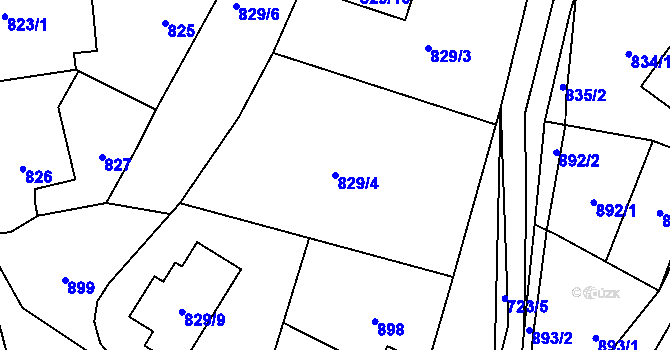 Parcela st. 829/4 v KÚ Bludov, Katastrální mapa