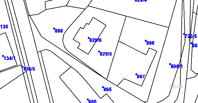 Parcela st. 829/5 v KÚ Bludov, Katastrální mapa