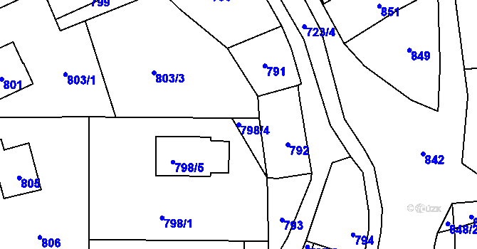 Parcela st. 798/4 v KÚ Bludov, Katastrální mapa