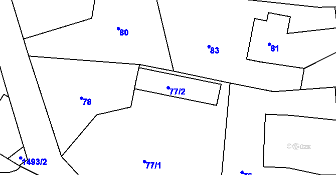 Parcela st. 77/2 v KÚ Bludov, Katastrální mapa