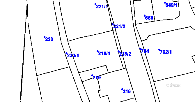 Parcela st. 218/1 v KÚ Bludov, Katastrální mapa