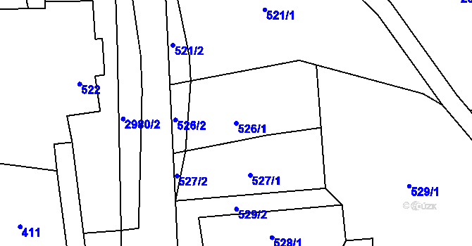 Parcela st. 526/1 v KÚ Bludov, Katastrální mapa