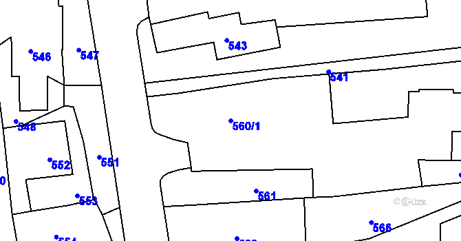 Parcela st. 560/1 v KÚ Bludov, Katastrální mapa