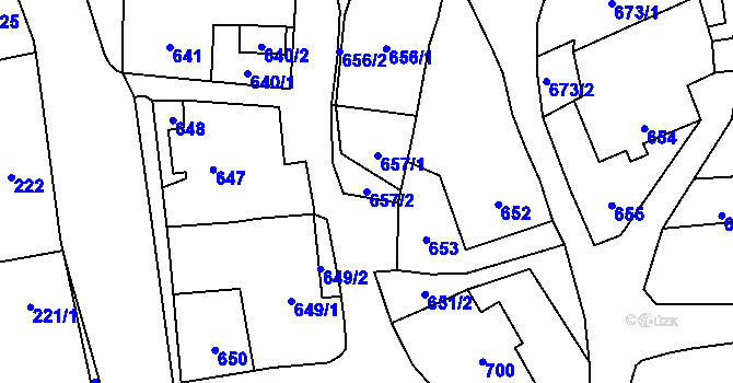 Parcela st. 657/2 v KÚ Bludov, Katastrální mapa