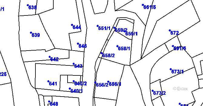 Parcela st. 658/2 v KÚ Bludov, Katastrální mapa