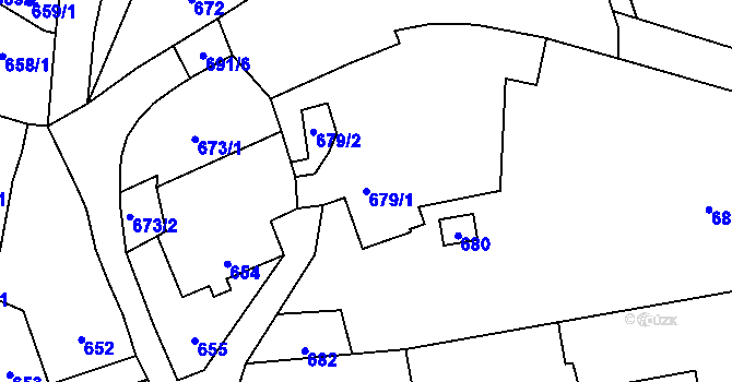 Parcela st. 679/1 v KÚ Bludov, Katastrální mapa