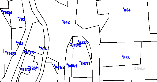 Parcela st. 847/2 v KÚ Bludov, Katastrální mapa