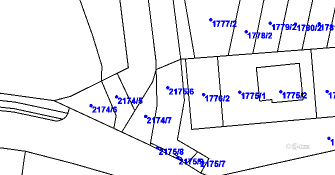 Parcela st. 2175/6 v KÚ Bludov, Katastrální mapa