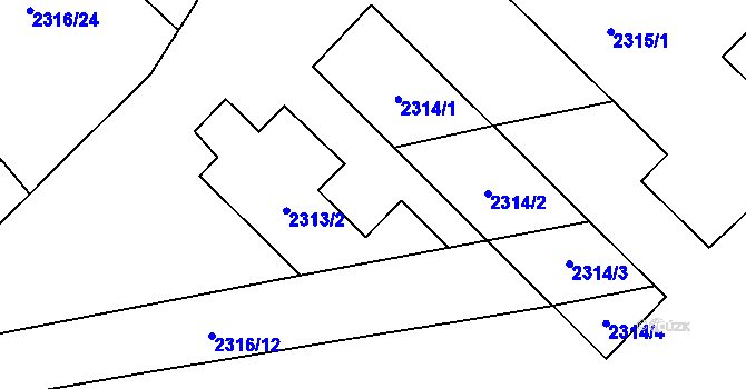 Parcela st. 2316/9 v KÚ Bludov, Katastrální mapa