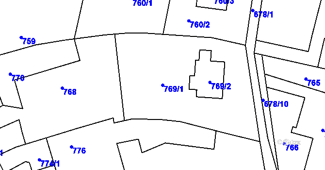 Parcela st. 769/1 v KÚ Bludov, Katastrální mapa